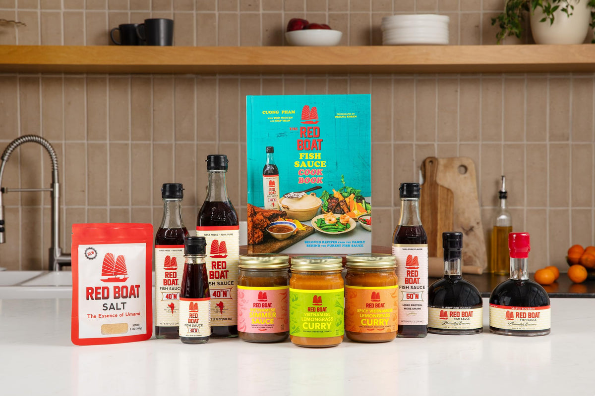 Double-pack Red Boat Fish Sauce for convenient kitchen use.