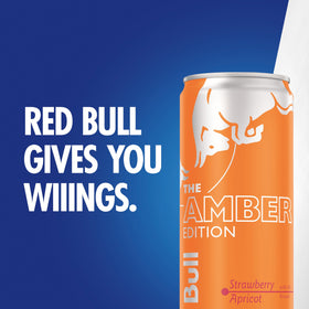 Recyclable aluminum can packaging of Red Bull Amber Edition for eco-conscious buyers.