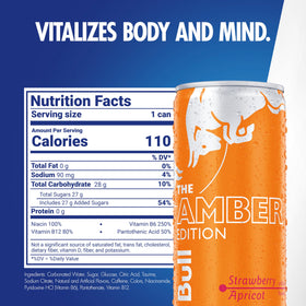 Side view of Red Bull Amber Edition can during travel time