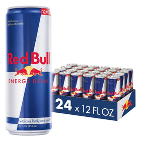 Red Bull energy drink can, ice-cold refreshment for a quick pick-me-up