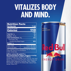 Red Bull energy drink in backpack, on-the-go energy for workouts or travel