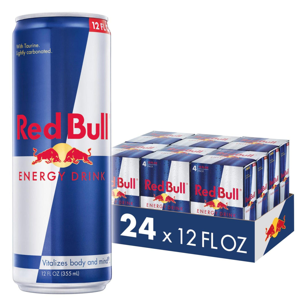 Red Bull energy drink pack front view for on-the-go energy