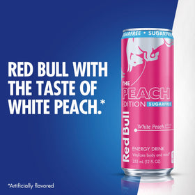 Red Bull Peach Edition Sugarfree can in a travel bag for busy days