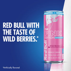 Red Bull Pink Edition Sugar-Free energy for gaming or studying scene