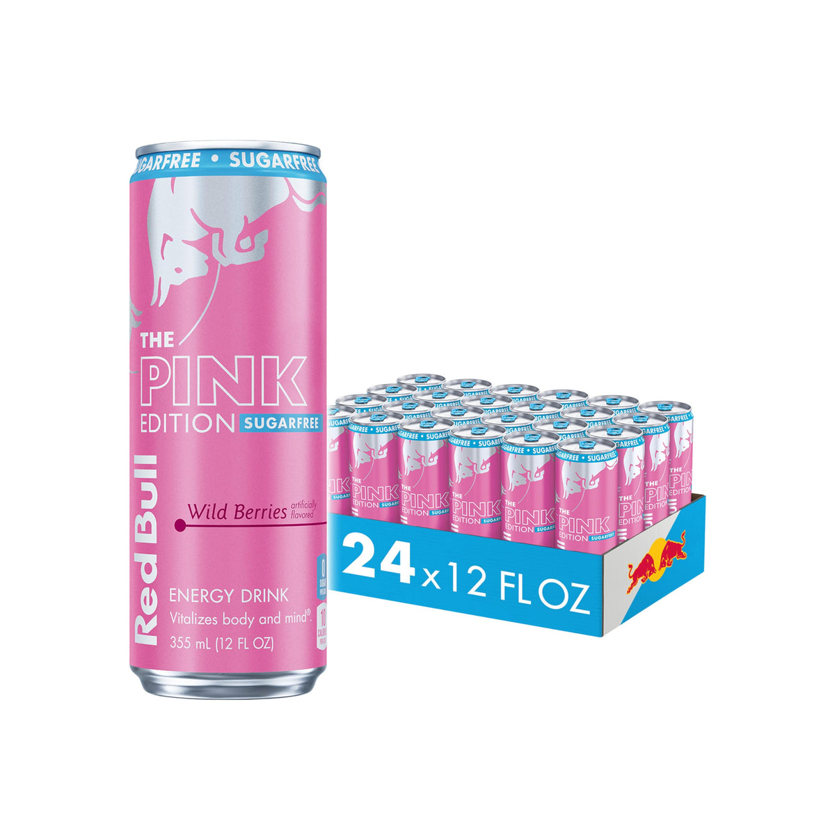 Red Bull Pink Edition Sugar-Free Wild Berries can front view, energizing option for active days.