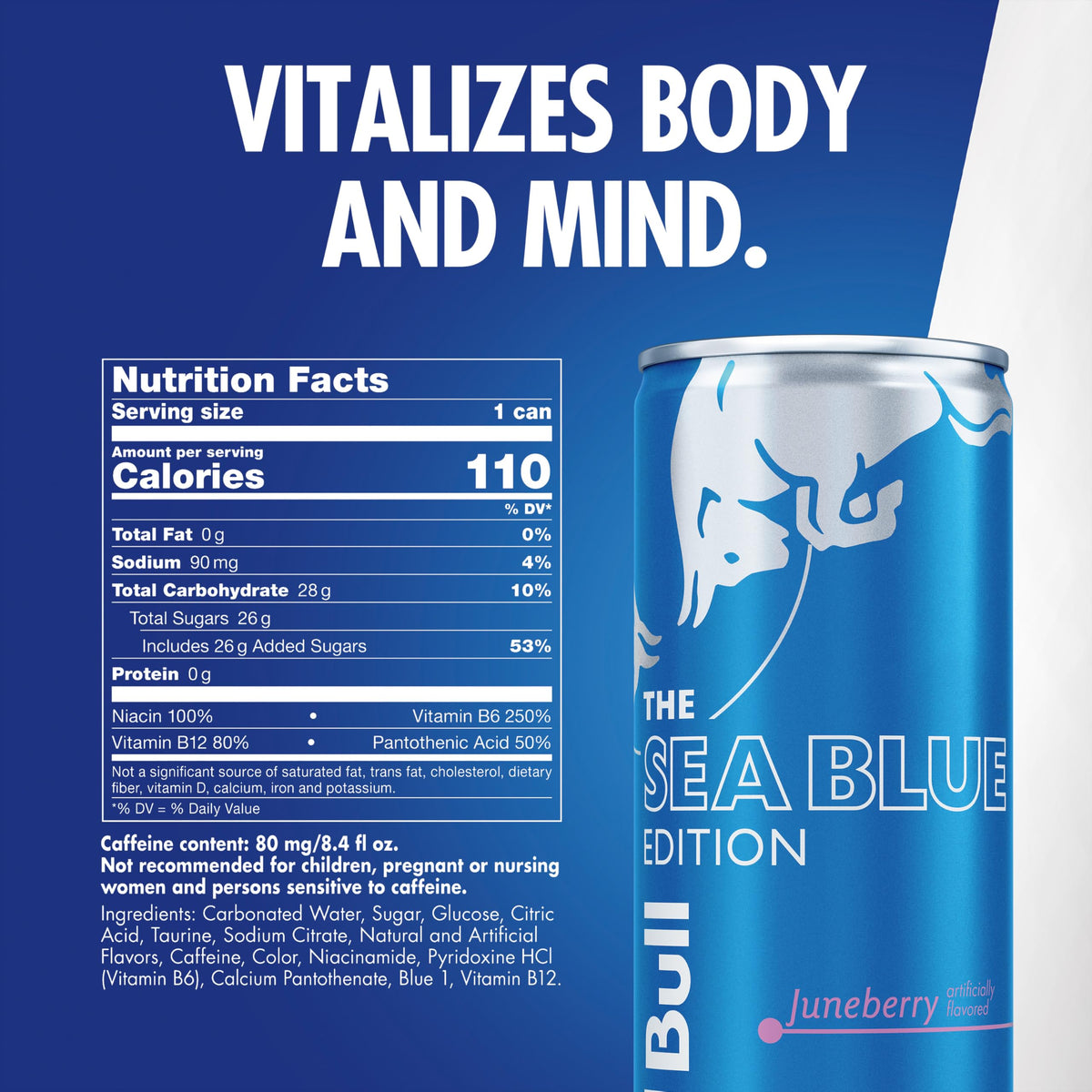 Ice cold Red Bull Sea Blue Edition can delivering a crisp berry aroma.