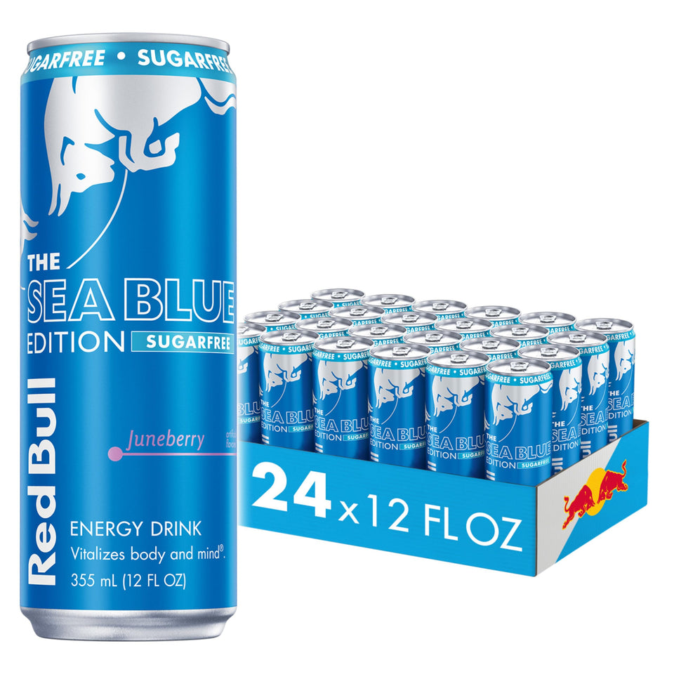 Red Bull Sea Blue Edition Sugar Free Juneberry can for quick energy on the go.