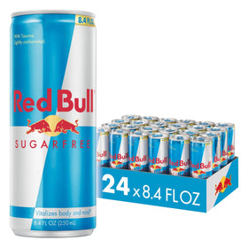 Red Bull Sugar Free can closeup showing a sugar-free energy boost on the go.