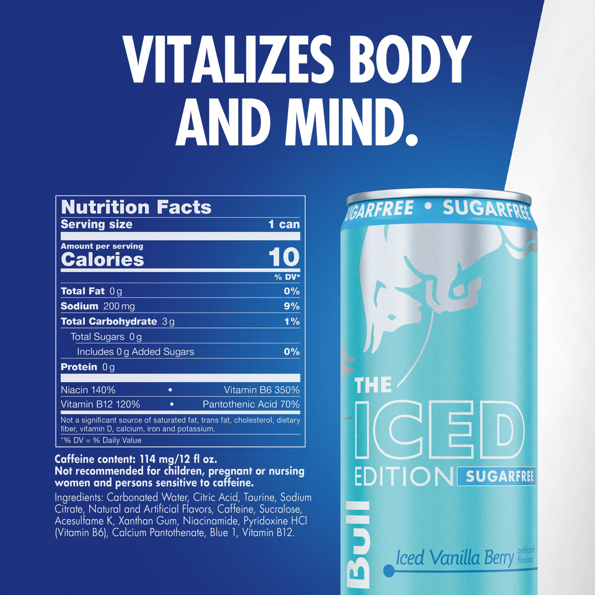 Red Bull Sugar-Free Iced Vanilla Berry being poured into a glass for a refreshing energy lift.