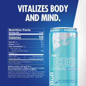 Red Bull Sugar-Free Iced Vanilla Berry being poured into a glass for a refreshing energy lift.