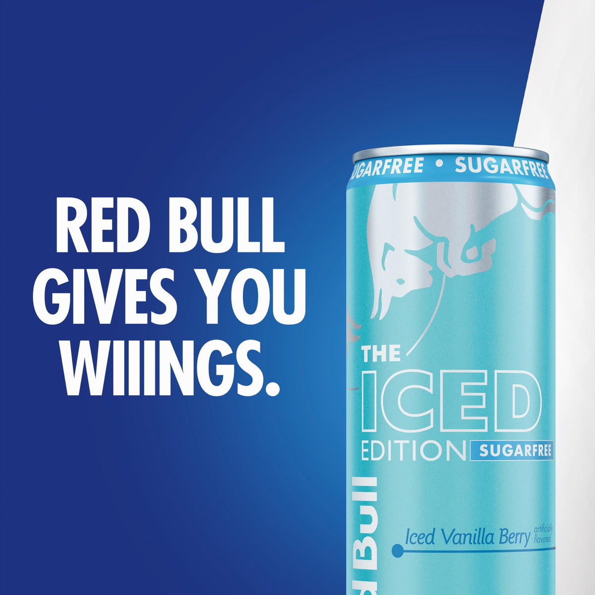 Red Bull Sugar-Free Iced Vanilla Berry vitamin panel close-up.