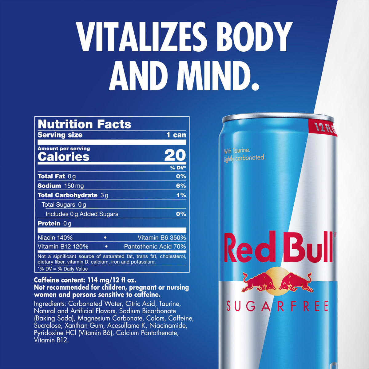 Red Bull Sugar Free 24-pack displayed for on-hand energy during busy days.