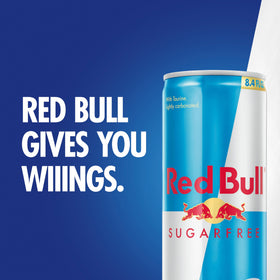 Red Bull Sugar Free road trip companion for quick boosts.