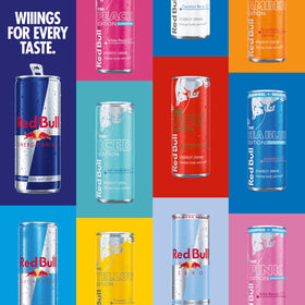 Red Bull sugar-free and zero options on label