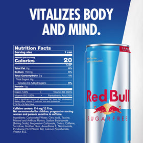Red Bull Sugarfree 24-pack display demonstrates a convenient energy solution