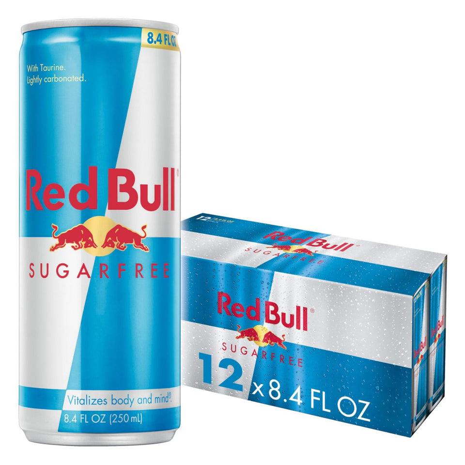 Red Bull Sugarfree can front view signaling sugar-free energy on the go.