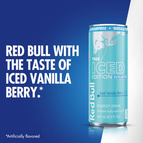 Pack of 24 Red Bull Sugarfree Iced Vanilla Berry cans for convenience