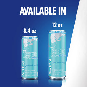 Calorie label on Red Bull Sugarfree Iced Vanilla Berry shows 10 calories