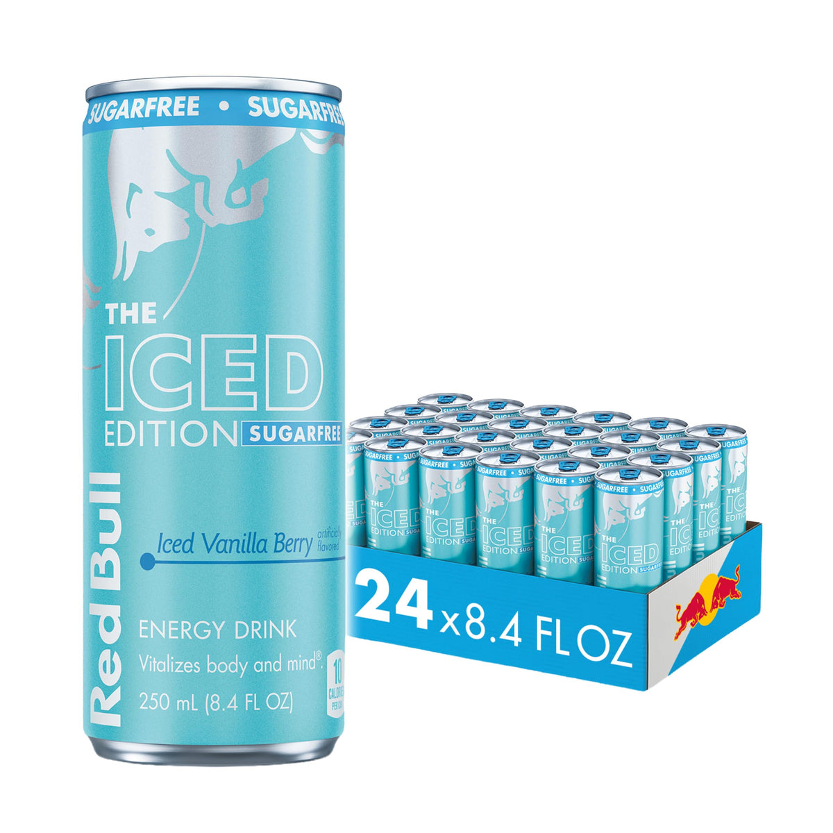 Red Bull Sugar-Free Iced Vanilla Berry can front ready for a refreshing energy boost