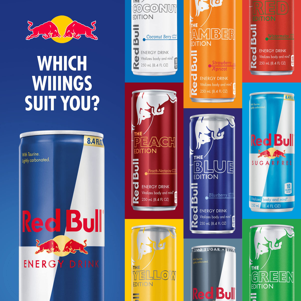 Red Bull SugarFree logo closeup reinforces brand recognition.