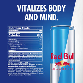 Red Bull SugarFree pack of twelve cans for on-the-go energy.