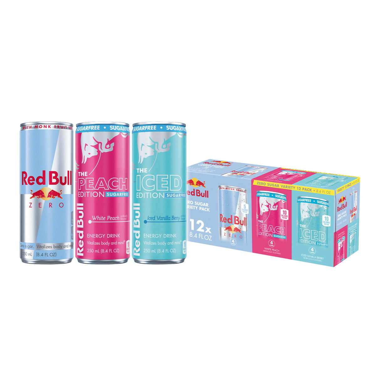 Red Bull Sugarfree White Peach can, crisp energy during workouts.