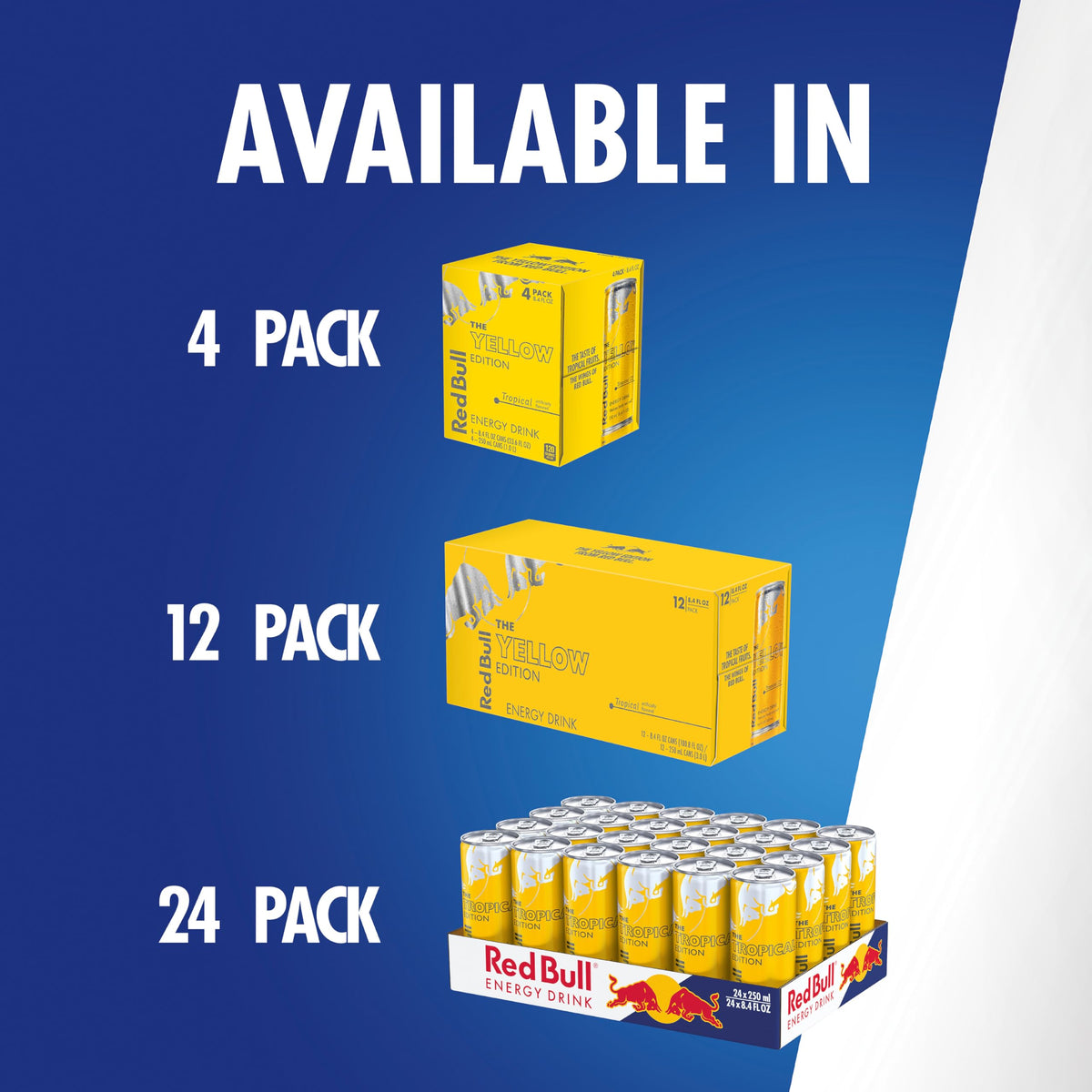 Red Bull Tropical Yellow Edition packaging made from recyclable aluminum