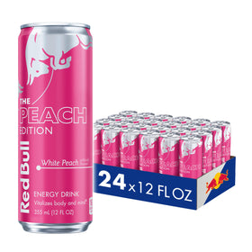 Red Bull White Peach Edition front can for an on-the-go energy boost