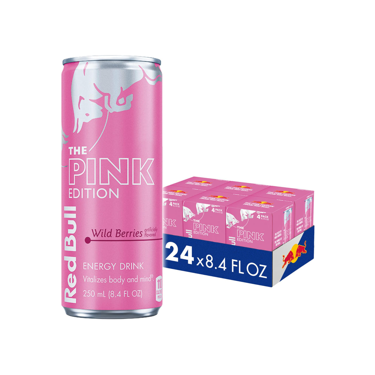 Red Bull Wild Berries Pink Edition can front view energizing on-the-go for active days