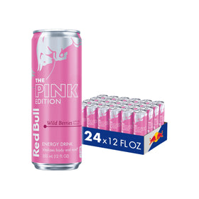 Red Bull Wild Berries Pink Edition can front, highlighting the berry flavor and branding.