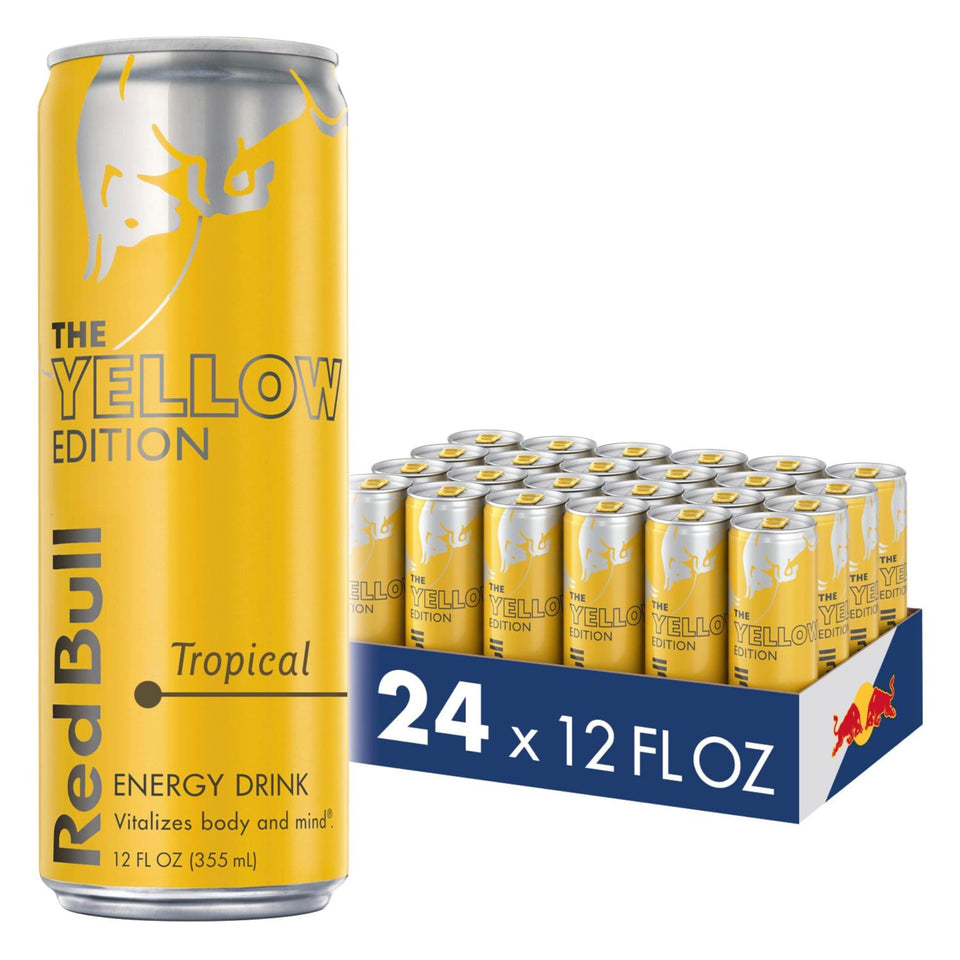 Red Bull Yellow Edition Tropical can for a refreshing energy boost