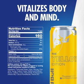 Red Bull Yellow Edition Tropical pack of 24, convenient for on-the-go energy.