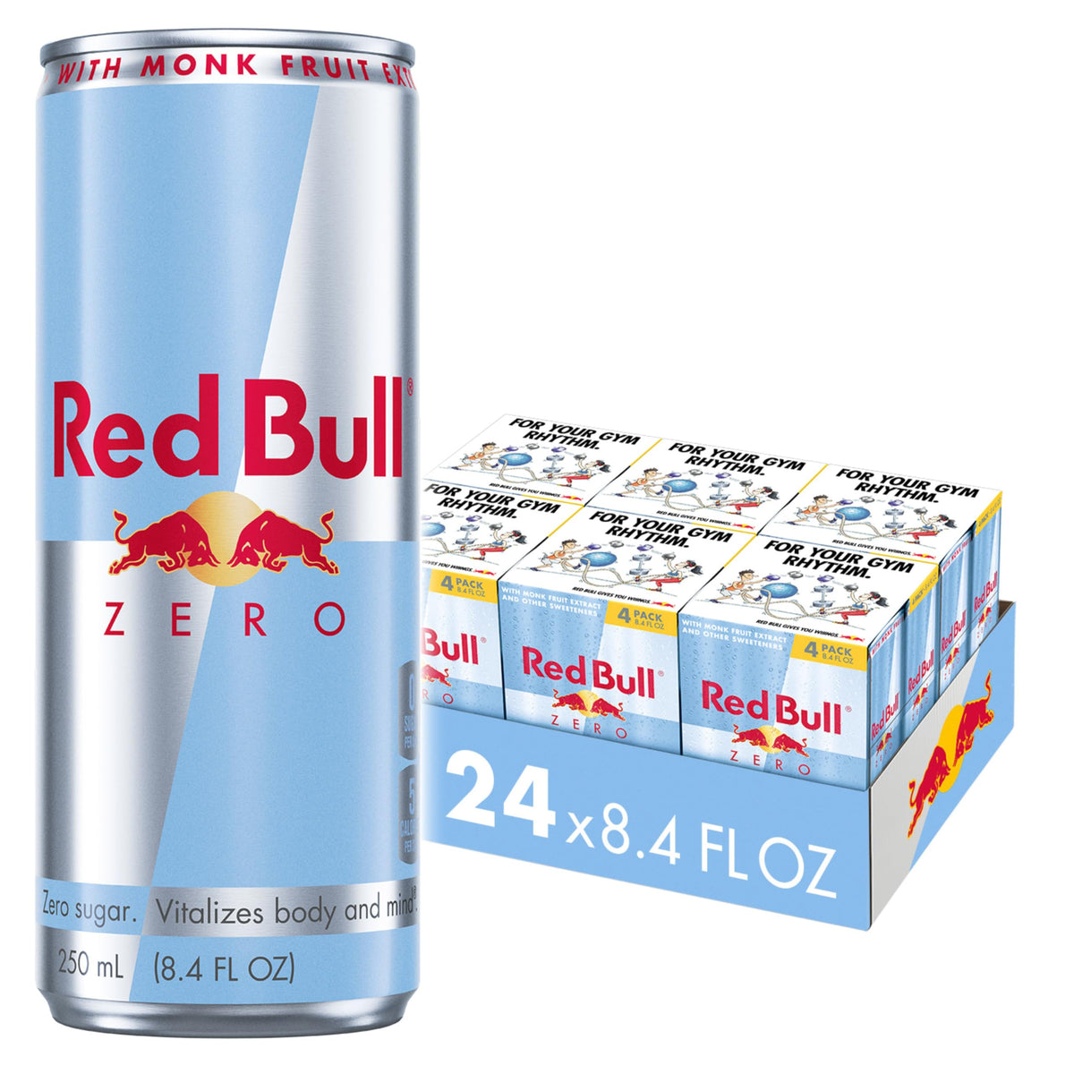 Red Bull Zero 8.4 oz can front view for on-the-go focus
