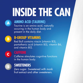 Can shows 114 mg caffeine and taurine for a quick energy lift