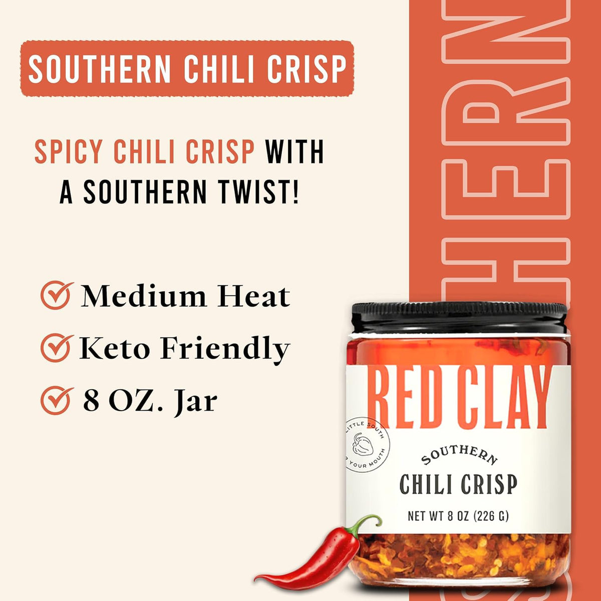 Red Clay Chili Crisp garlic-peanuts blend close-up enhances flavor at finish