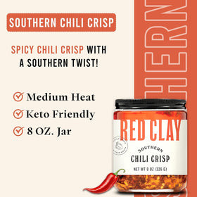 Red Clay Chili Crisp garlic-peanuts blend close-up enhances flavor at finish