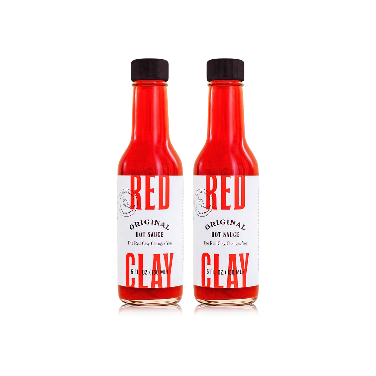 Red Clay Original Hot Sauce label close-up highlighting bold, tangy, mild heat flavor.
