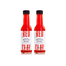 Red Clay Original Hot Sauce label close-up highlighting bold, tangy, mild heat flavor.