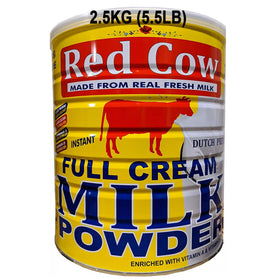 Red Cow full-cream milk powder 2.5kg bag for convenient daily nutrition.