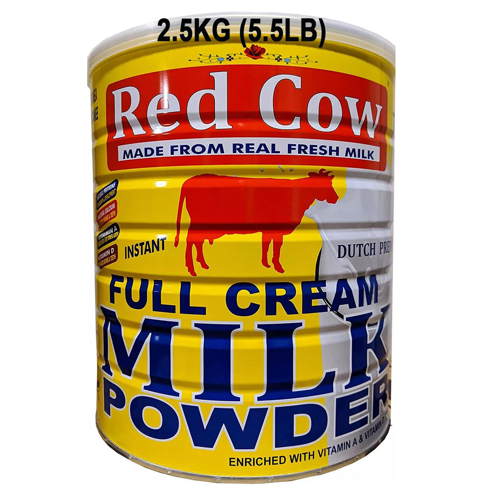 Red Cow full-cream milk powder 2.5kg bag for convenient daily nutrition.