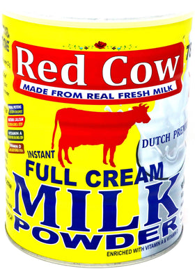 Red Cow milk powder packaging close-up highlighting Dutch premium quality