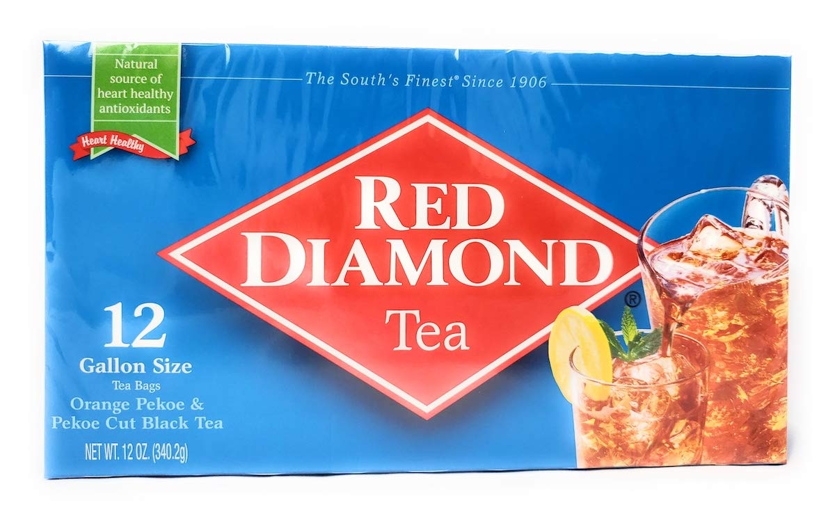 Red Diamond iced tea bags in gallon-package ready for easy large-batch brewing.