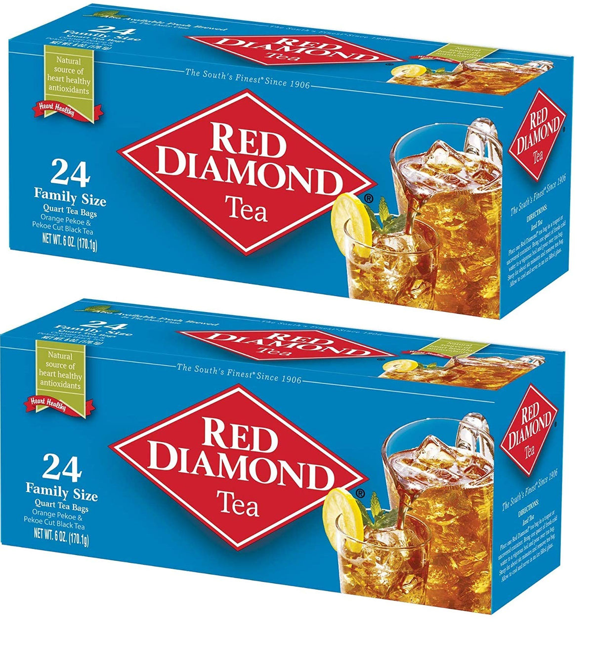 Red Diamond Tea family-size boxes offer convenient brewing with shared moments.