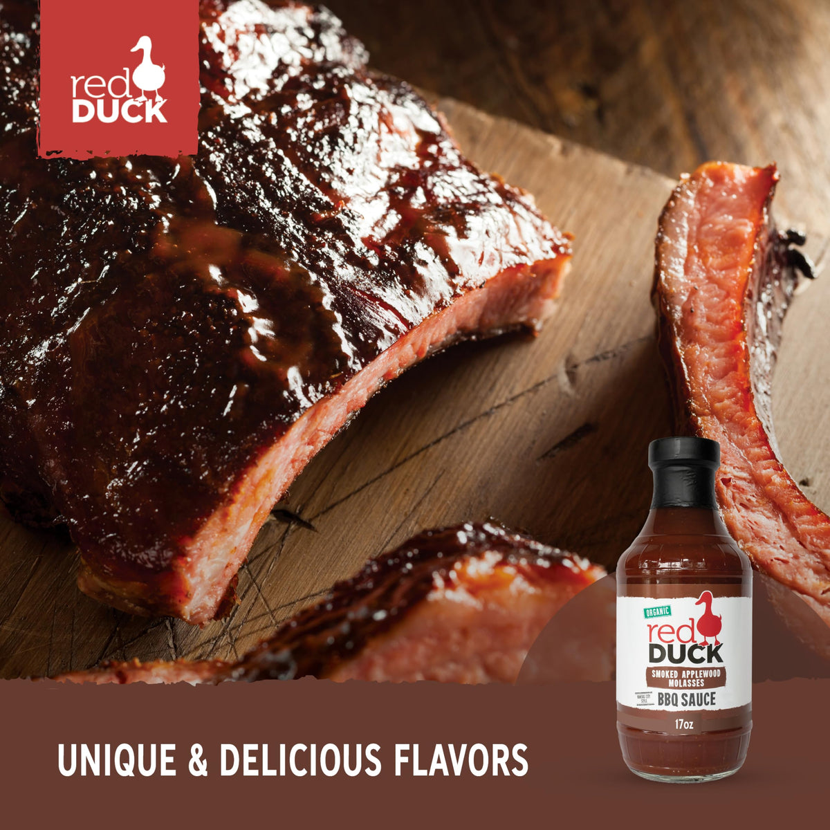 Red Duck BBQ Sauce gluten-free label on bottle indicating dietary compatibility