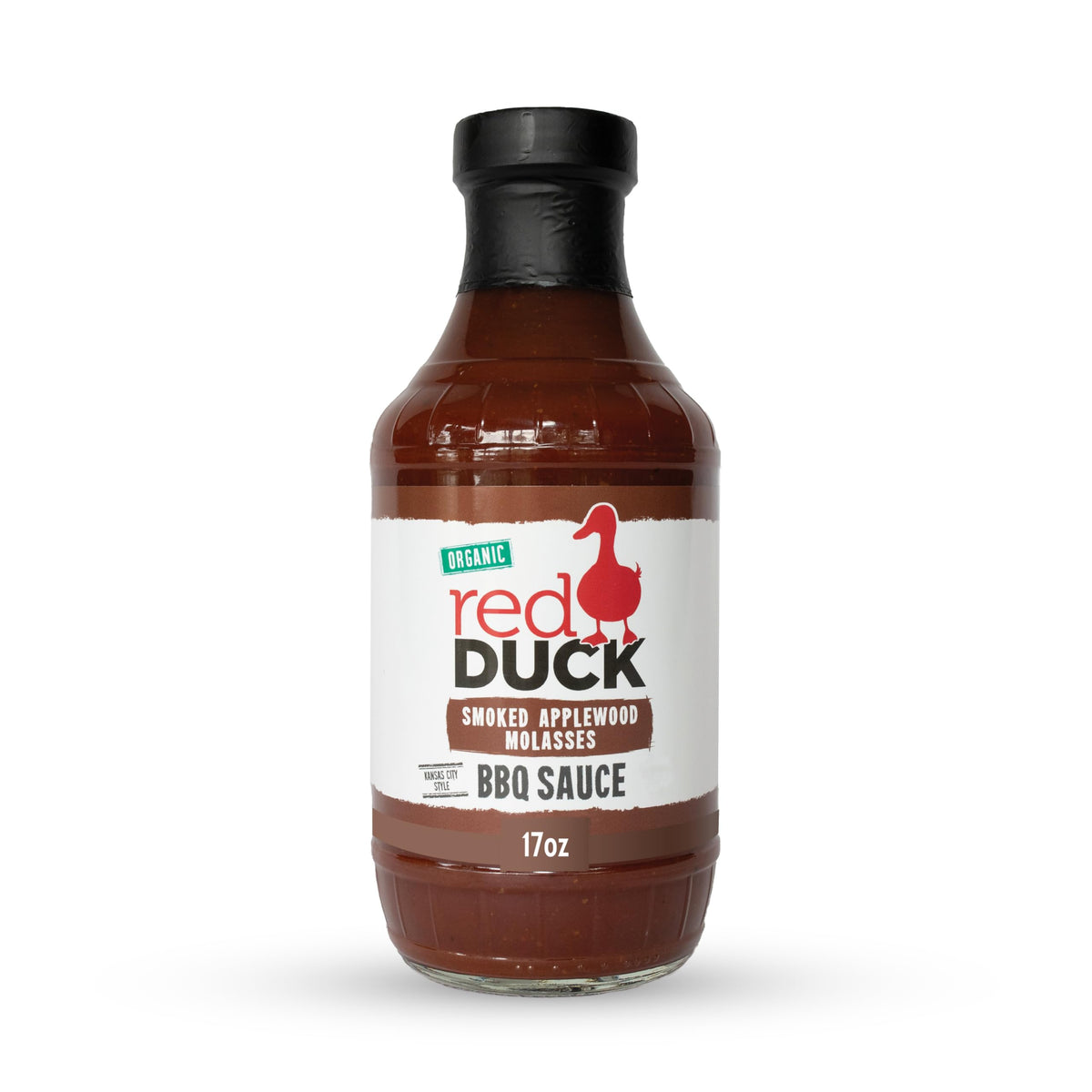 Red Duck Smoked Applewood Molasses BBQ Sauce bottle with rich smoky glaze for ribs