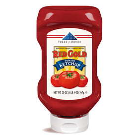 Red Gold Ketchup pour action highlights thick, smooth texture ideal for dipping.
