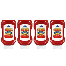 Red Gold Ketchup regular squeeze bottle 20oz for easy, mess-free dispensing.