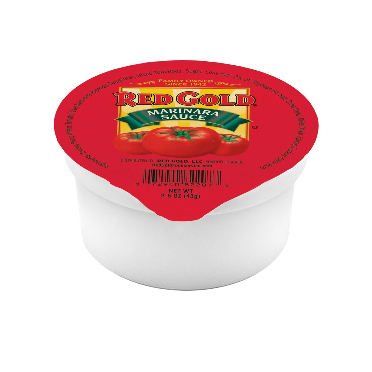 Red Gold Naturally Balanced Marinara dipping cup, ideal for breadsticks and chicken tenders.