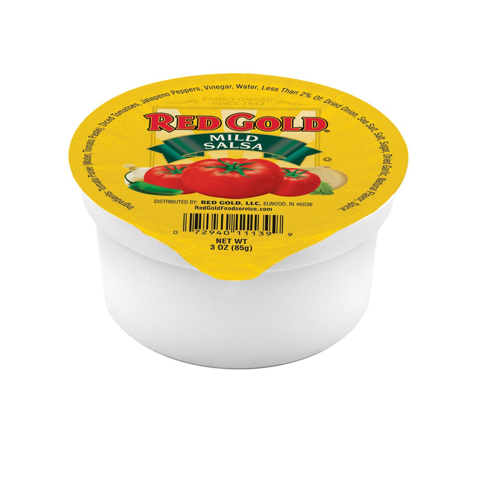 Red Gold Naturally Balanced Salsa Cups 3 oz, convenient single-serve dip for parties.