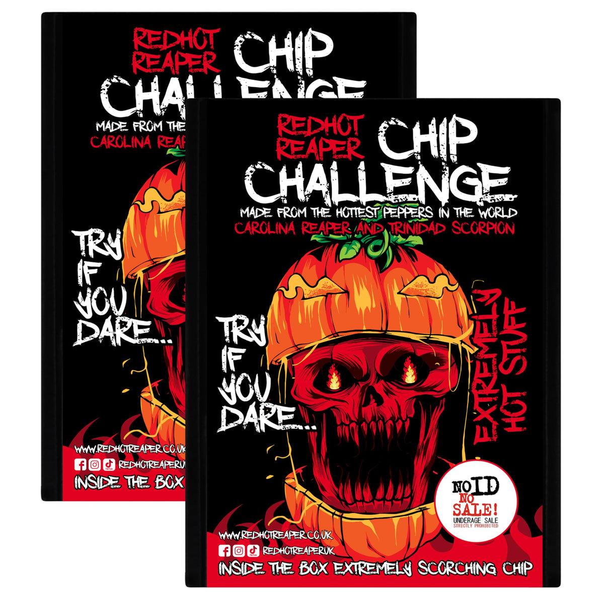 Red Hot Reaper 2-Pack packaging box highlights bold, extreme flavor challenge.